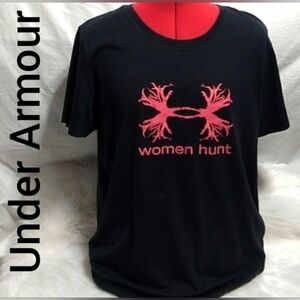 SALE! Under Armour Semi Fitted Womens Top Sz.XL Women Hunt Too (BX80)
